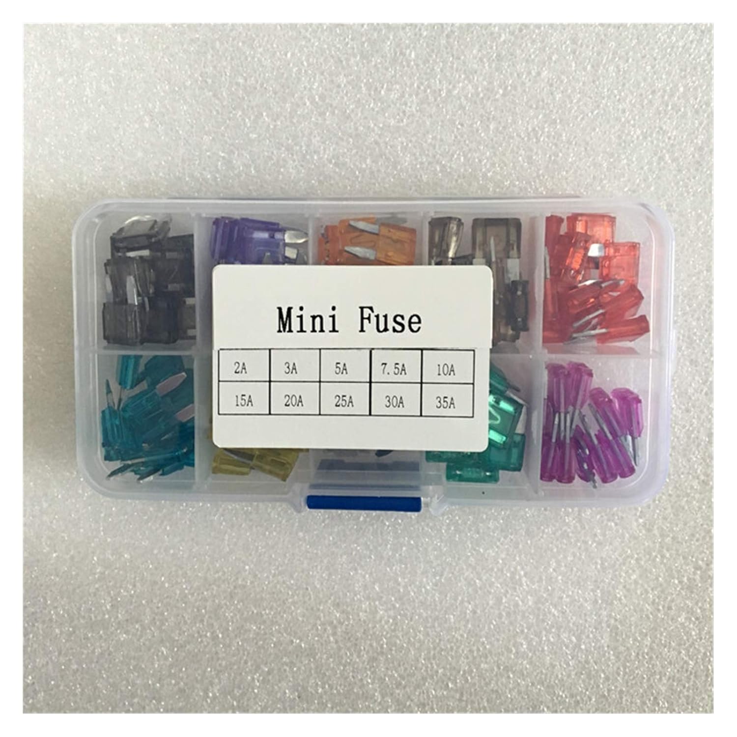 Fuses 100Pcs/Lot Mini Blade Assortment, Auto Car Motorcycle SUV FUSES Kit, 2A 3A 5A 7. 10A 15A 20A 25A 30A 35A+Box