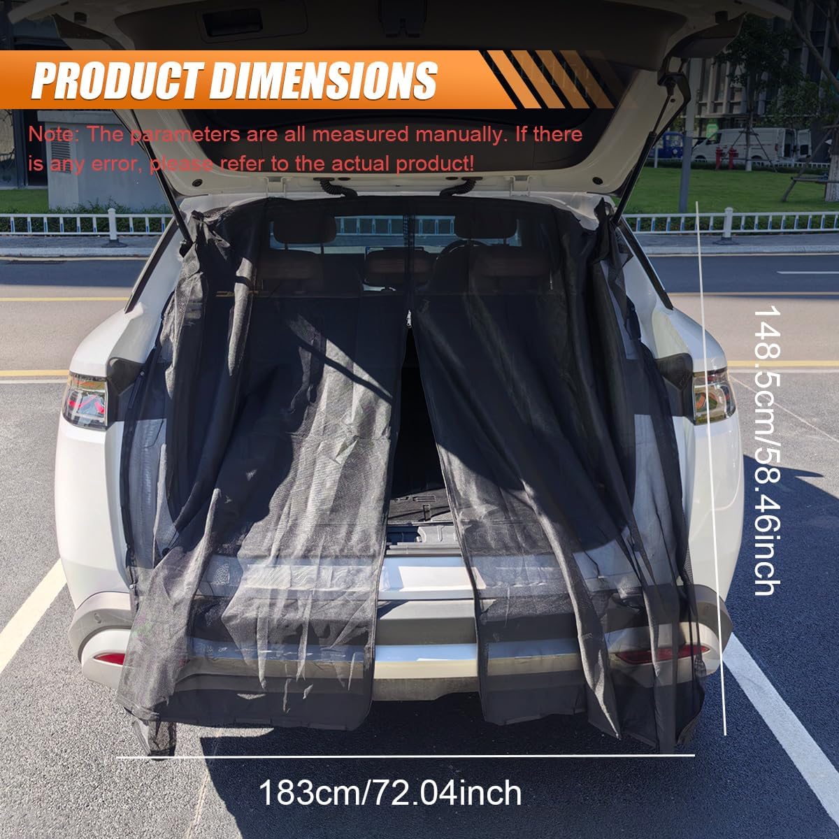 Car Tailgate Mesh Screen, 72"x 58.5" Magnetic Car Net for SUV Camping, UV & Bug Protection, Breathable Auto Gate Hatch Sunshade Net, Universal Camping Accessoires for SUV, MPV, Hatchback