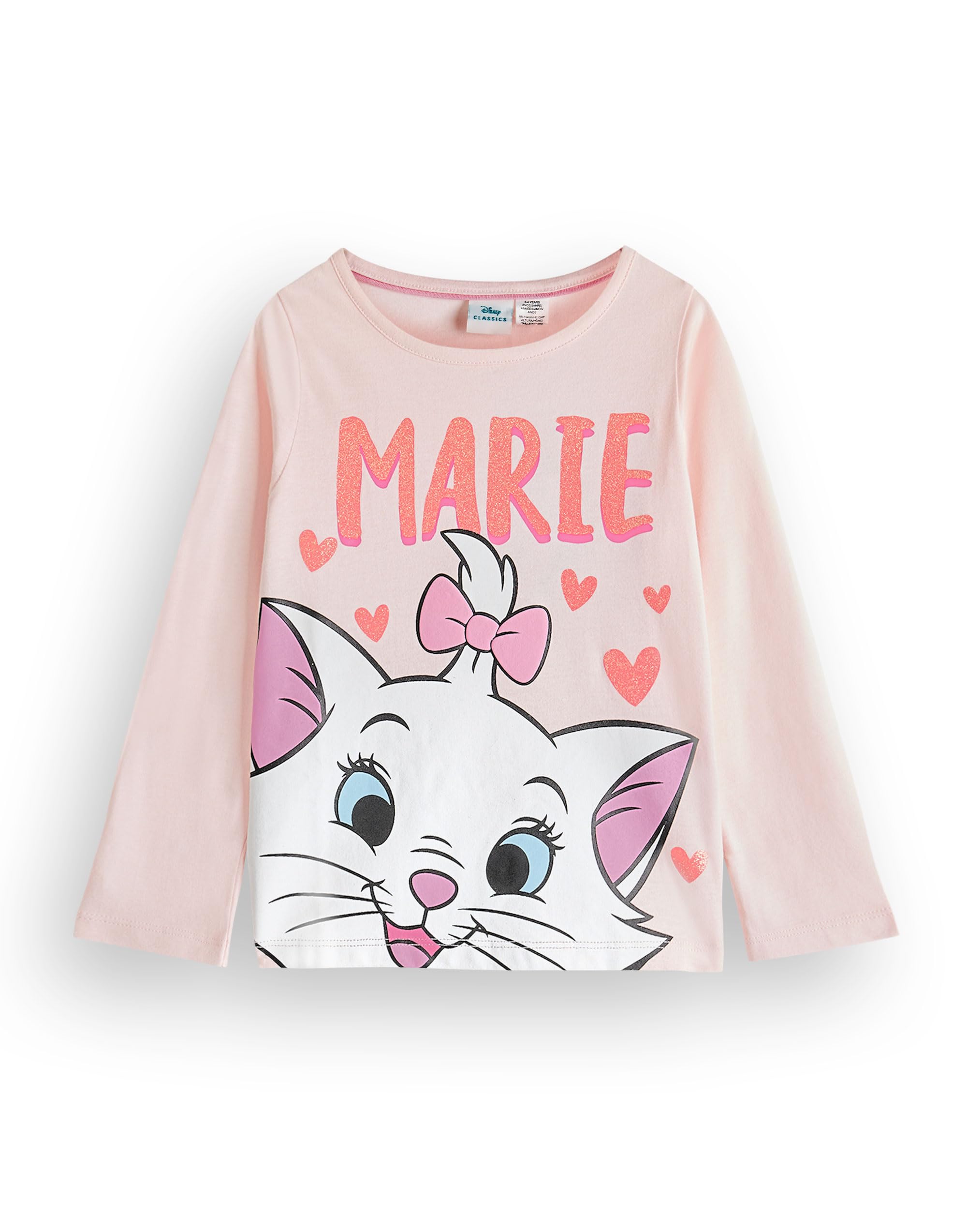 Disney The Aristocats Conjunto de Pijama Marie Girls | Pijamas gráficos de Manga Larga a Rayas y piernas largas para niños en Rosa | Regalo de Merchandising de Ropa de Dormir