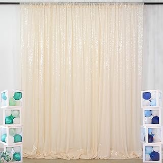 ShinyBeauty Sequin Backdrop 8FTx10FT Ivory Sequin Fabric Backdrop Drapes Sparkle Backdrop for Photoshoot Glitter Backdrop for Birthday Party Photography Backdrop