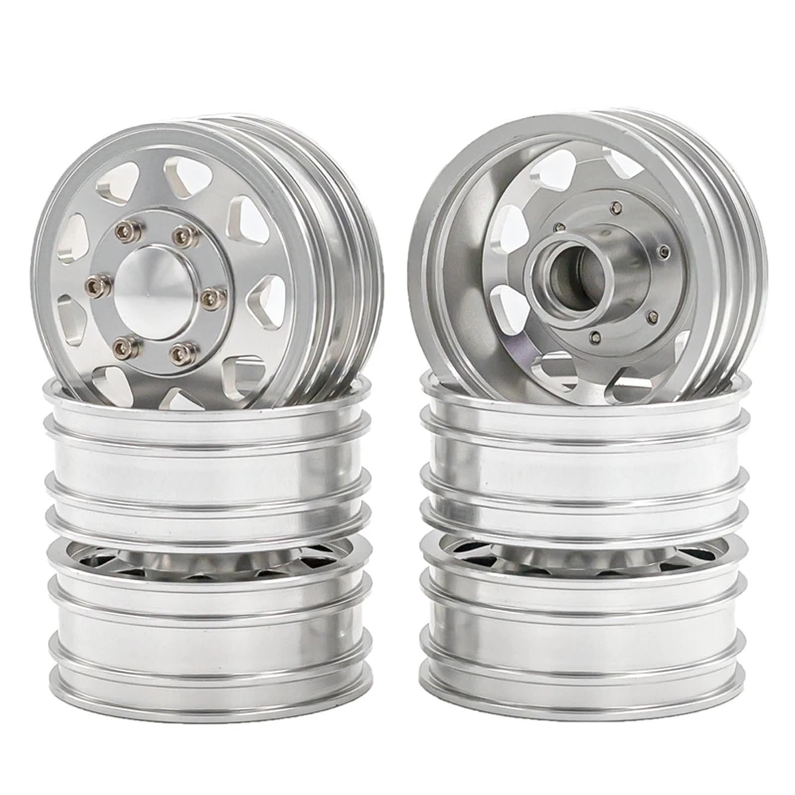 RC Pneus Jante Compatible avec Tamiya 1/14 RC Camion Benne Voiture 1 Paire en Alliage D'aluminium Avant Arrière CNC Roues Métal Jante Accessoires De