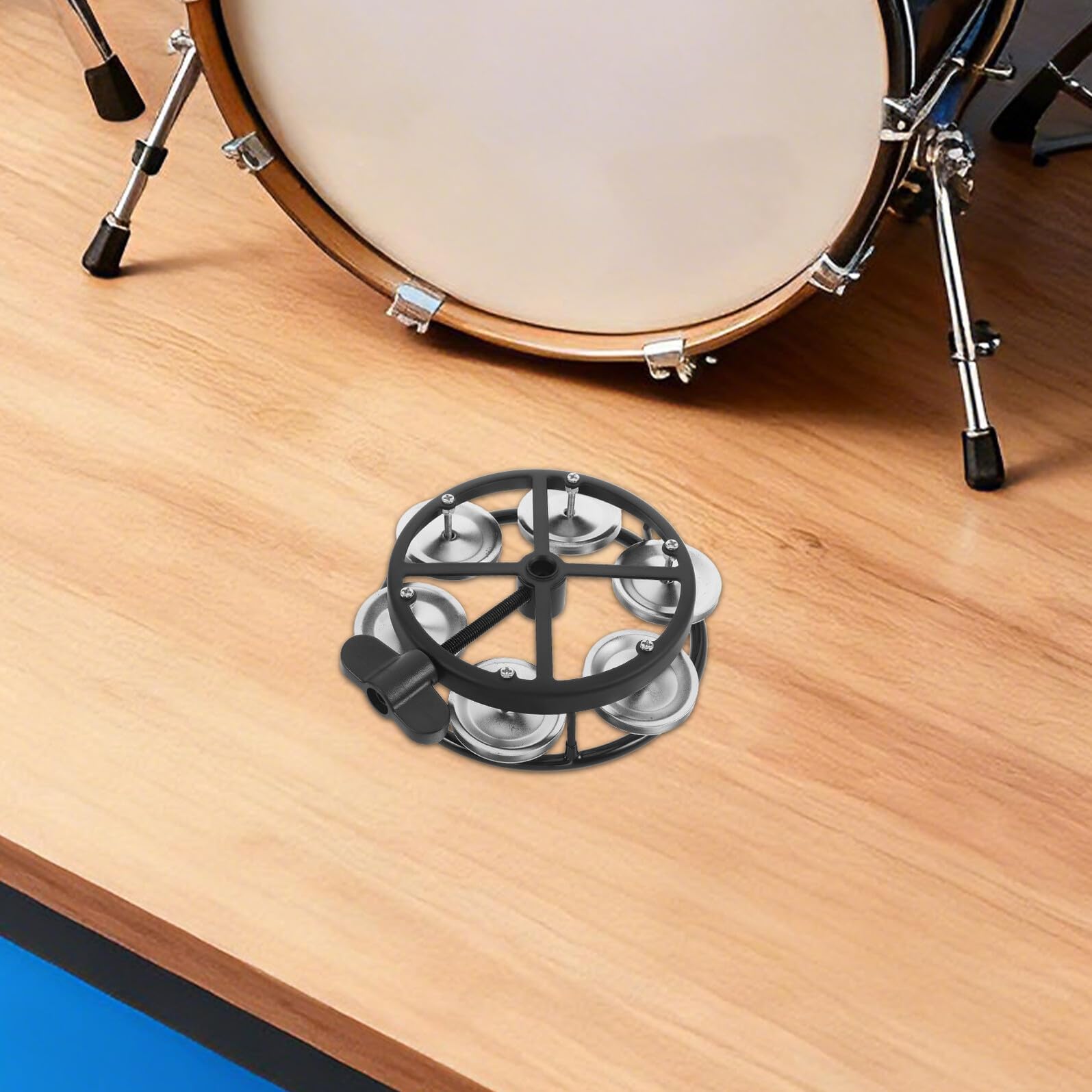 Ciieeo Pandereta de Hi-hat Montable con Campana de Doble Hilera y Perno de Montaje, Accesorio Ligero para Batería Profesional, Sonajero de Percusión para Uso en Escenarios y Conciertos