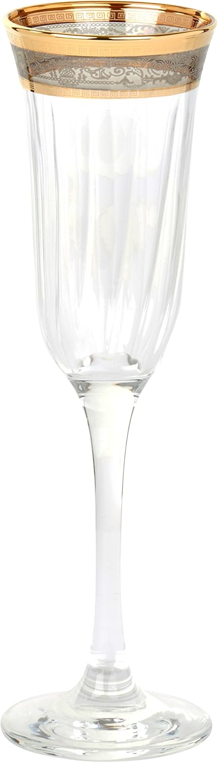 Elegant and Modern Glass Made Drinkware for Hosting Parties and Events - 9 oz. Flute, Set of 6, Smoke
