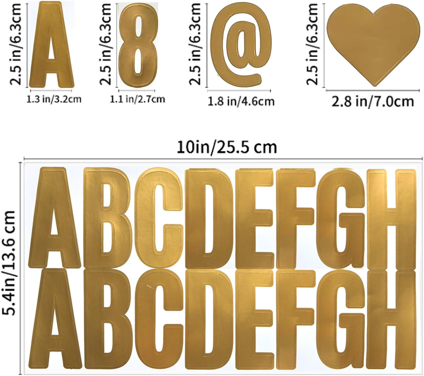 2.5 Inch Mailbox Numbers and Letters Stickers 12 Sheets Self Adhesive Stickers Vinyl Letters Numbers Kit Mailbox Signs for Home Business Apartment Address Window Door Car Truck(Gold)