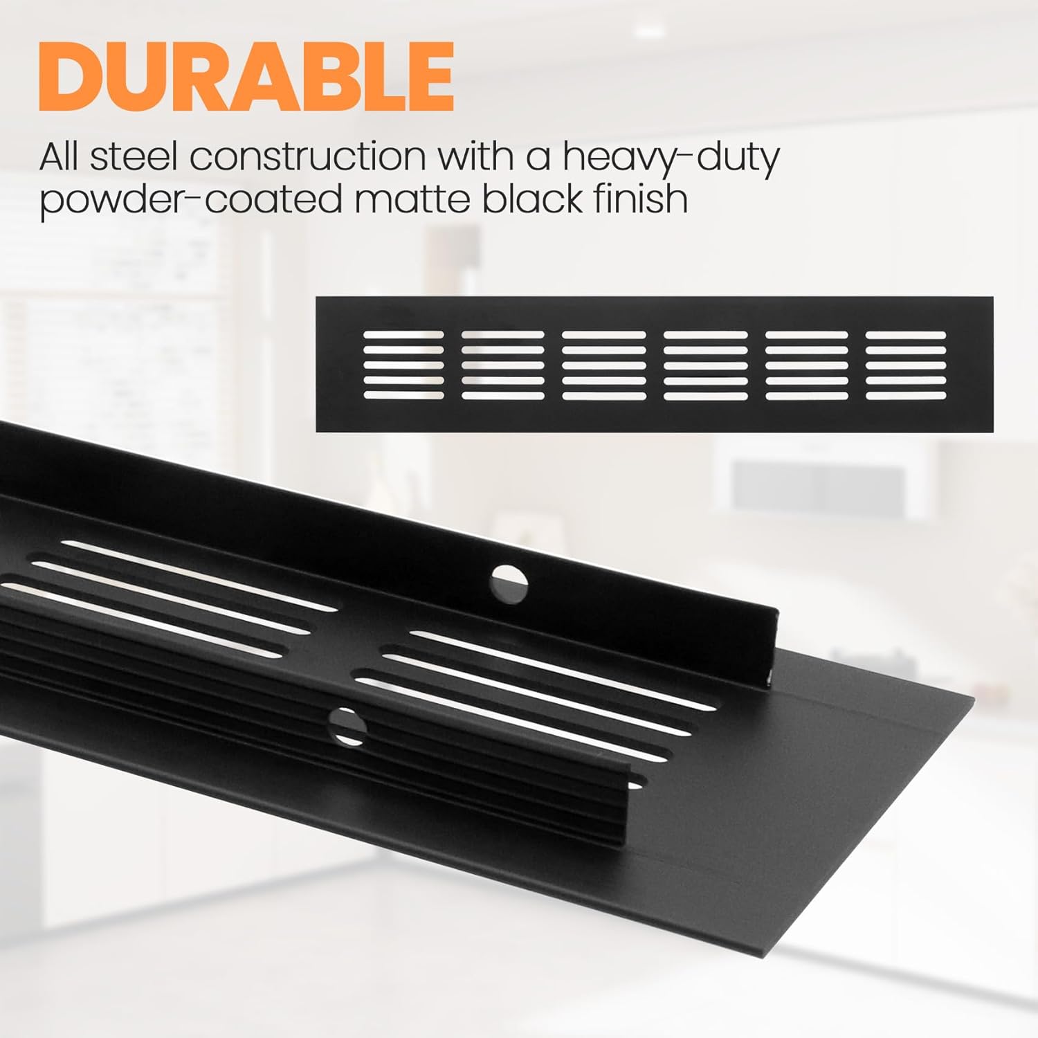Geesatis Air Vent Covers for Floor, Cabinet, Wall, Ceiling – Heavy Duty Rust-Proof Aluminum Grille with Screws, 2 Pack, Black (9.8'' x 2