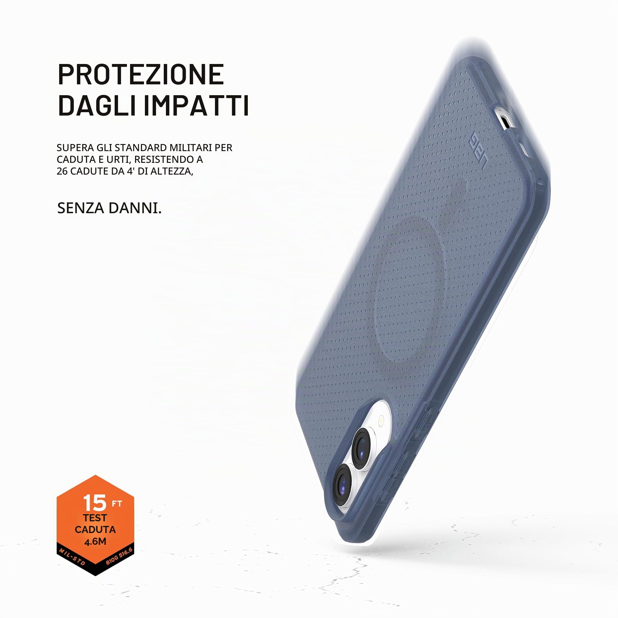 Urban Armor Gear Dot Case per Samsung Galaxy S25 Edge Custodia (Anello magnetico, Designed for Samsung certificato, Ricarica wireless compatibile) cloud (blu trasparente)