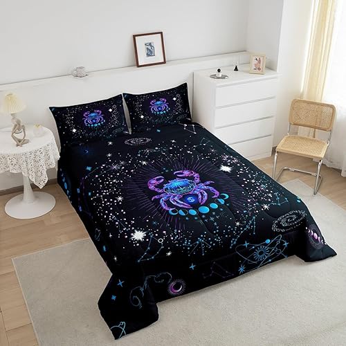 Miniatura 10 de Erosebridal Piscis - Juego de edredón tamaño individual, juego de ropa de cama de astrología del zodiaco, juegos de ropa de cama y colecciones