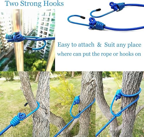 Miniatura 6 de Tendedero elástico ajustable con clips y bolas de posicionamiento, portátil, retráctil, resistente al viento, cuerda para colgar la ropa sucia,