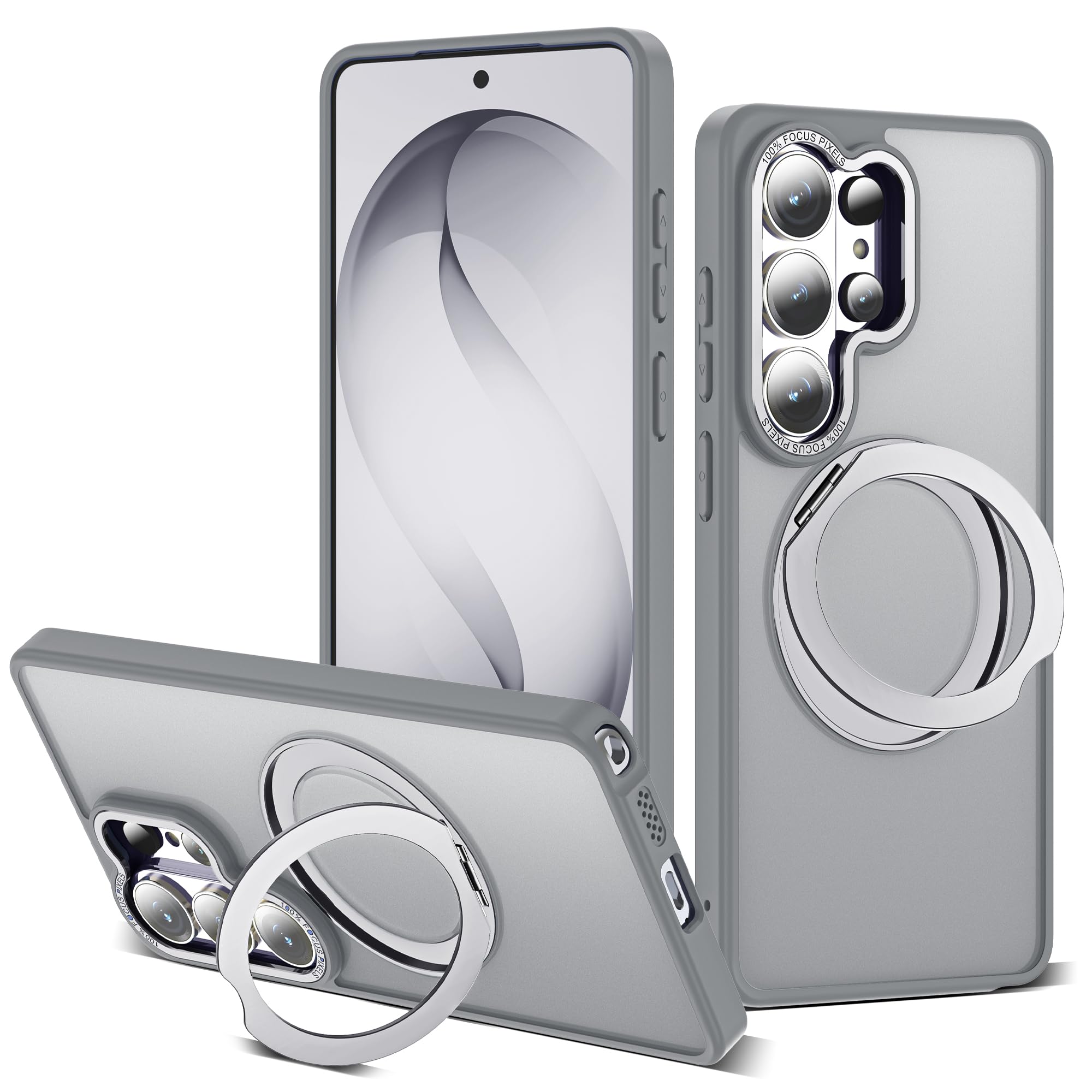 for Samsung Galaxy S26 Ultra Case with 360° Spin Stand,Gray