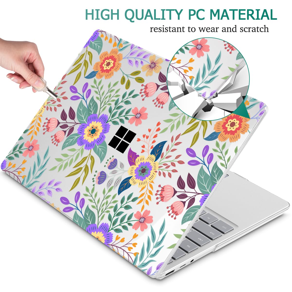 Mektron Case For 13.5" Microsoft Surface Laptop 5/4/3 With Metal Palm Rest Model 1951 1868 2019 2021 2022 Release Plastic Hard Shell Cover Screen Protector Clo