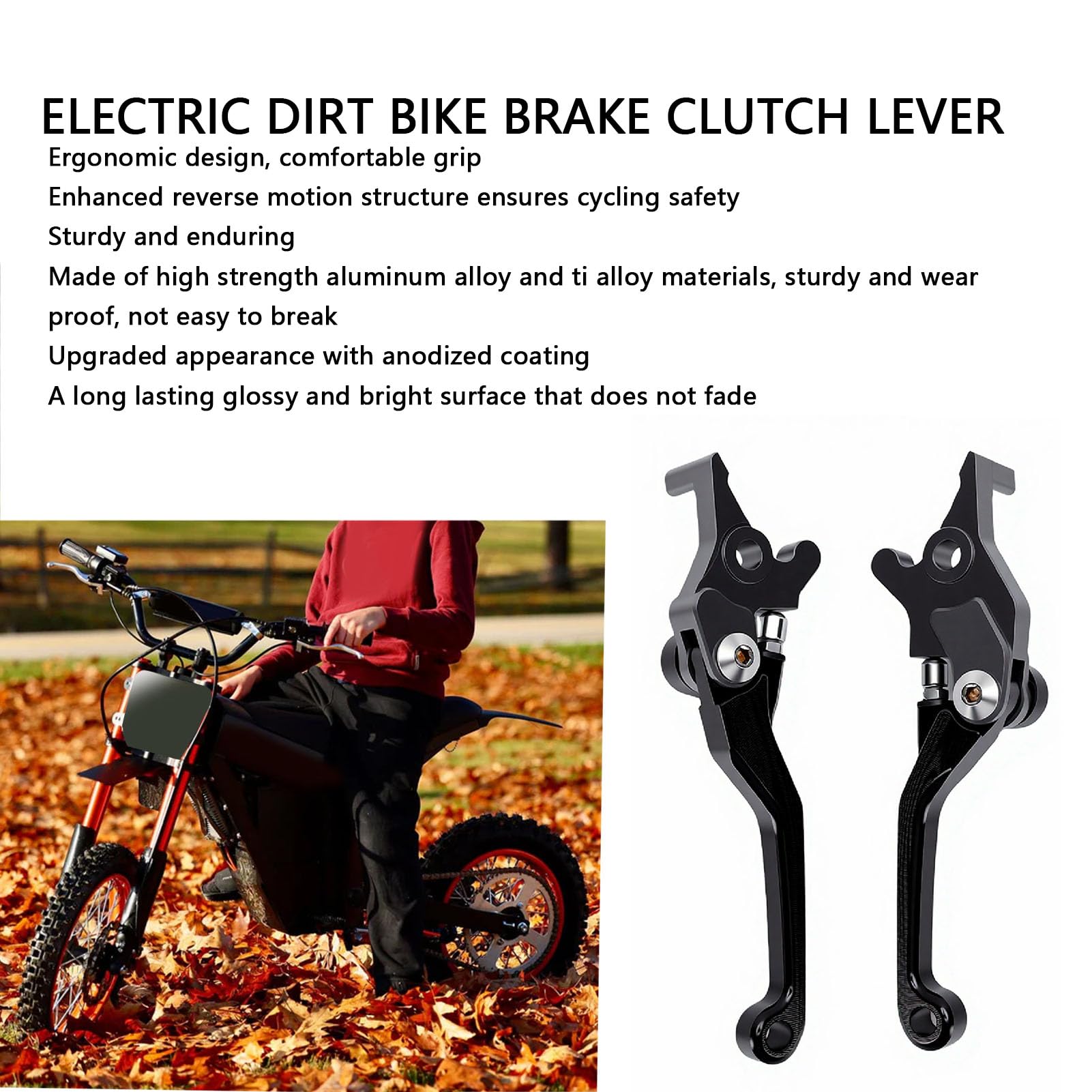 Cocoarm Leva Frizione Freno Elettrica per Bici da Cross, Leva Maniglia Freno Regolabile in Lega di Alluminio, Finitura Anodizzata, Funzionamento Regolare, Frenata Efficiente, Sostituzione Diretta