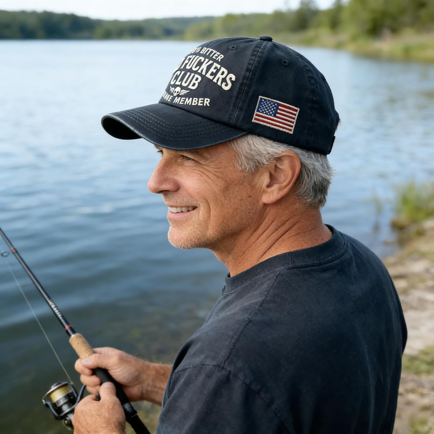 Old Fuckers Club-Baseball Cap, Old Fuckers Club Vintage Baseball Cap, 100% Bitter, Adjustable Distressed Black Funny Hat - Image 2