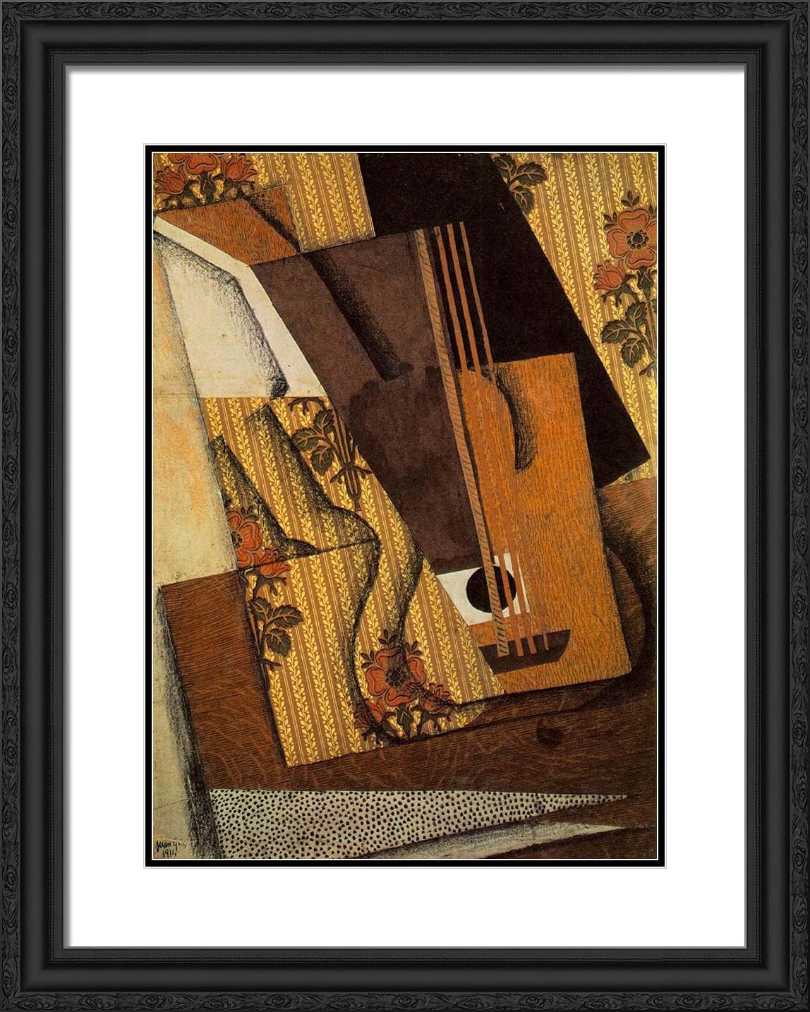 ArtDirect Gris, Juan 20x24 Gold Ornate Framed Art Print with Double Matting Titled: The Guitar