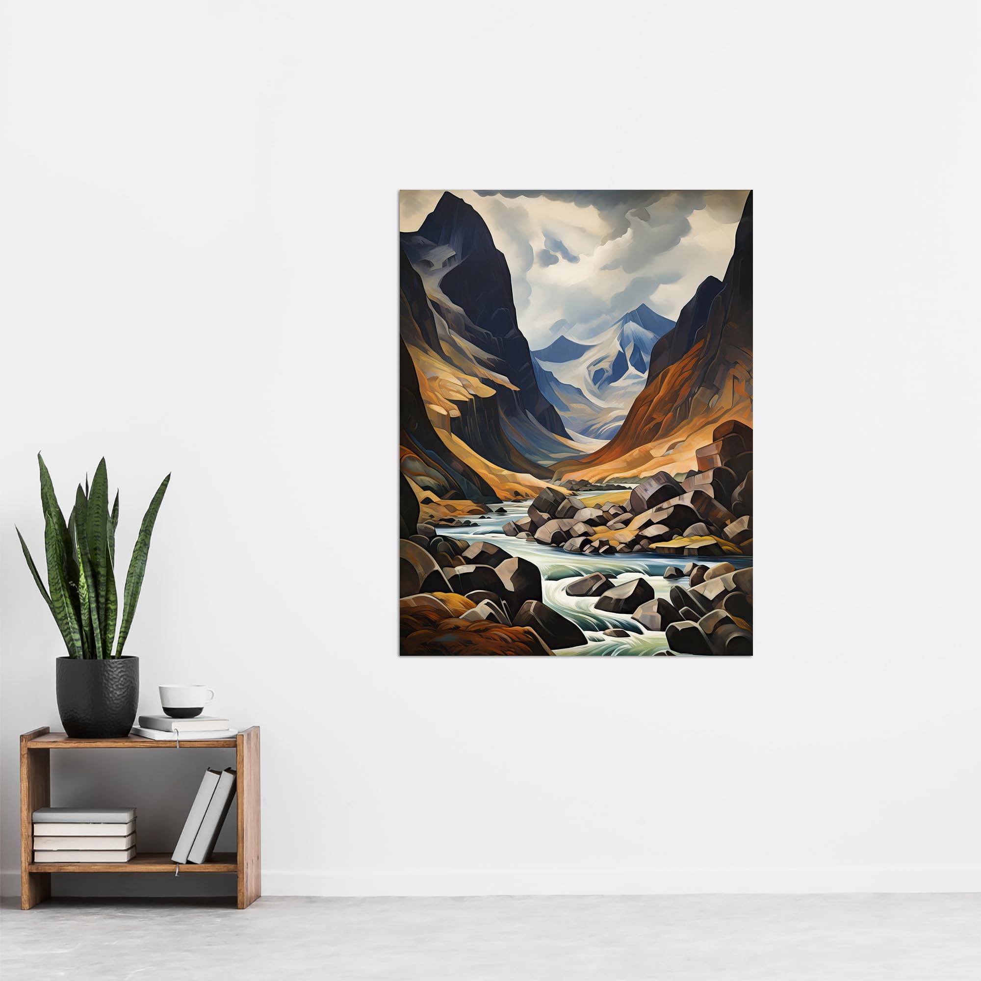 Artery8 Cairngorms National Park Oil Painting Dramatic Scottish Highlands Mountains Extra Large XL Wall Art Poster Print - Image 4