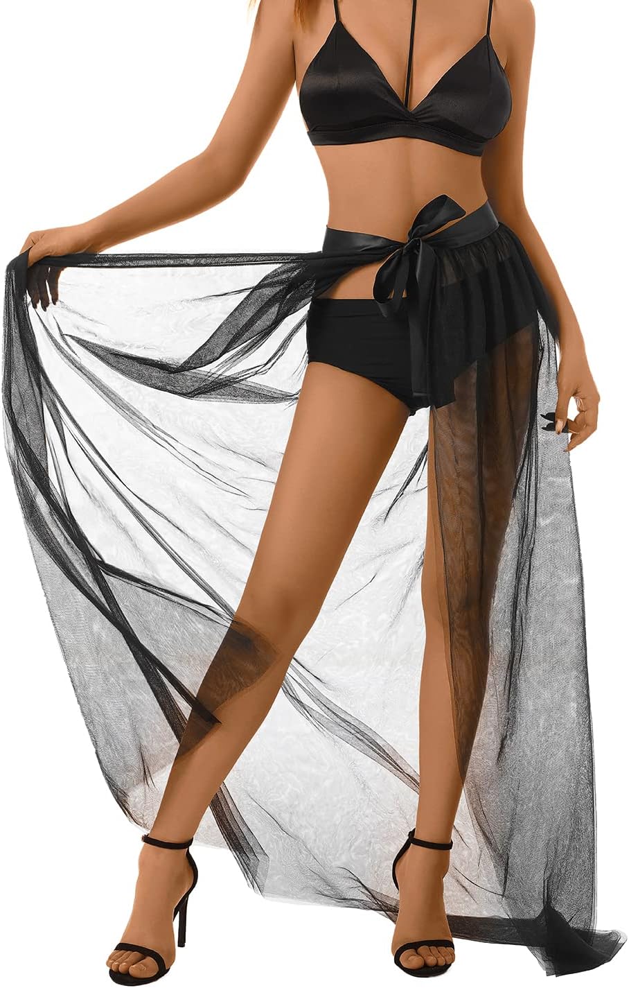 Women Tulle Tutu Long Skirts Wedding Party Cocktail Prom Bandage Mesh Maxi Dress Overskirt Overlay Long Bridal - Image 2