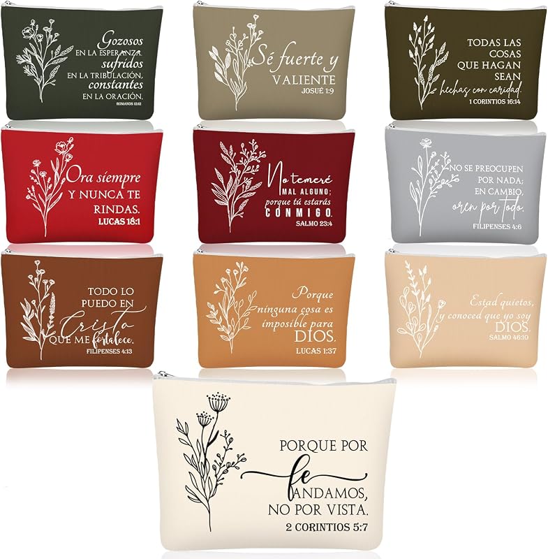 Huhumy Kit com 10 necessaires de lona com estampas religiosas