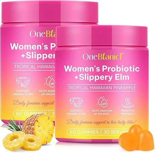Gomitas de probióticos femeninos, 2 unidades, probióticos vaginales para mujeres, gomitas con olmo resbaladizo, equilibrio femenino pH para un olor