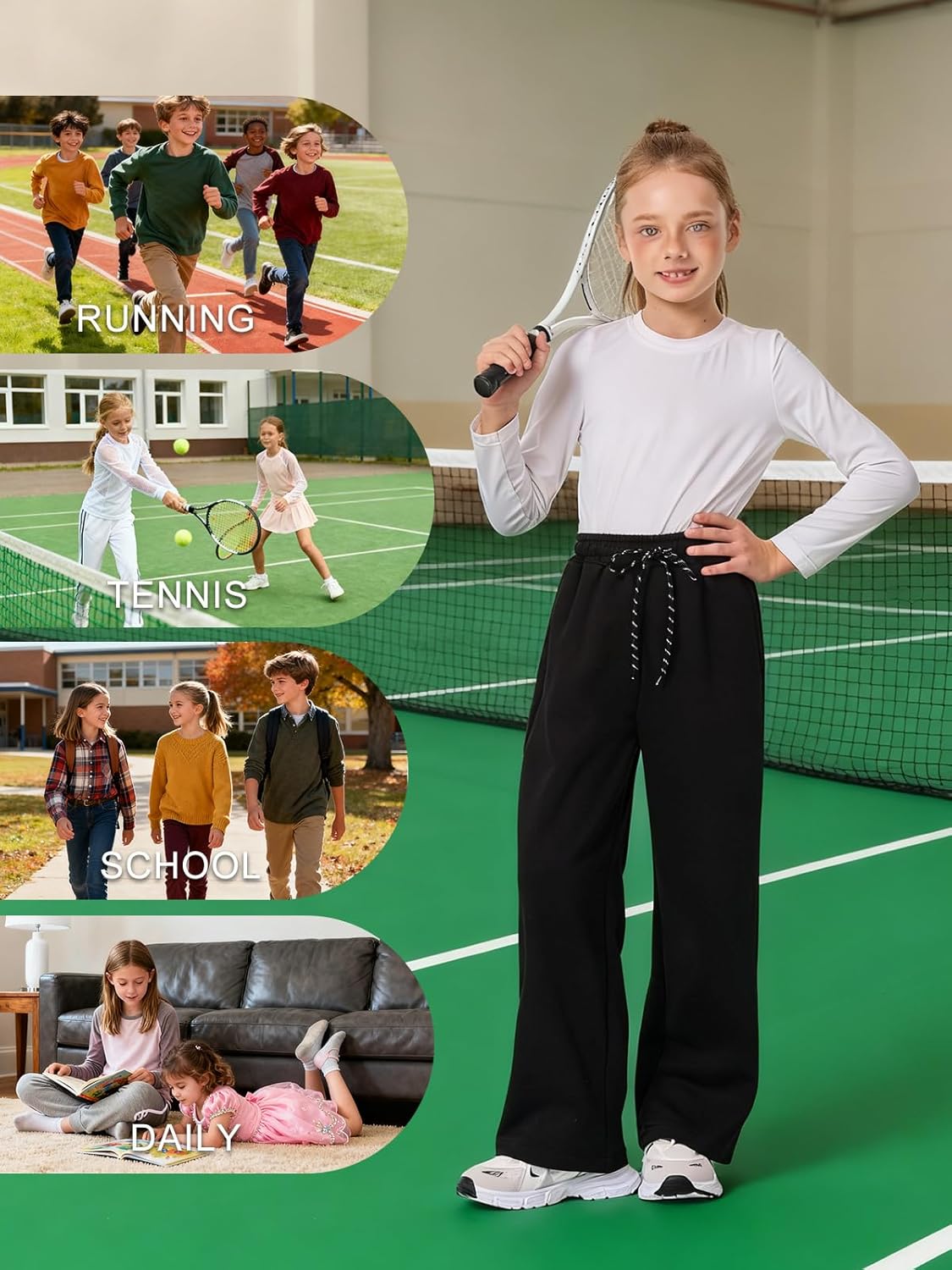 Girls Straight Leg Sweatpants Baggy Sweatpants Teen Girls 5-14Y - Image 6