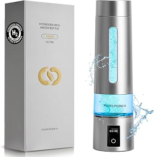 PUREPEBRIX H8000 Hydrogen Water Bottle: 8100 PPB Molecular H2 Generator, SPE/PEM Tech, 12-Hour Retention, Portable Recovery Boost (Platinum)