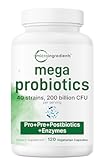 Micro Ingredients Probiotics 200 Billion CFU, 120 Veggie Capsules | Mega Probiotics for Men & Women | 40 Strains with Prebiotics, Postbiotics & Digestive Enzymes | Gut, Immune & Digestive Health