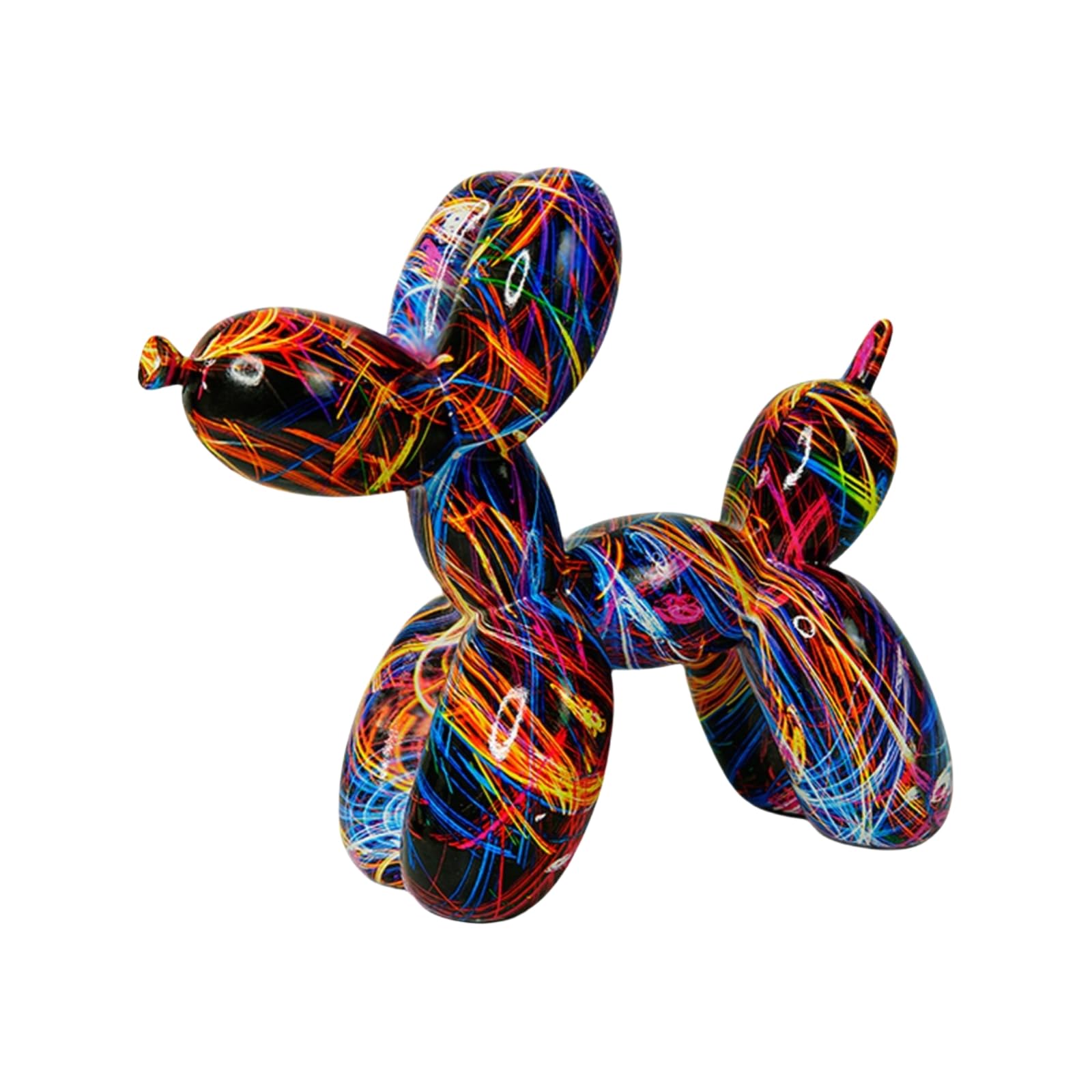 YOYUMI Graffiti Balloon Dog Sculpture Ornament, Resin Statue, Graffiti Watercolor Art, Ideal for Living Room, Bedroom, Shop Window, and Office Decoration, 18 * 22 * 8.5cm-Colorful