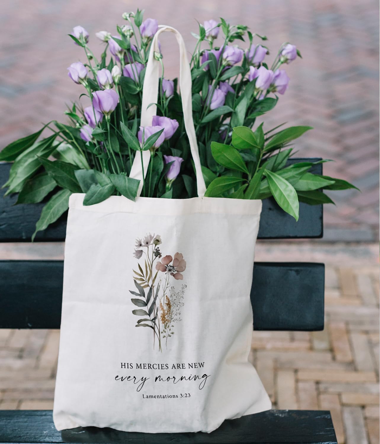 Inspirational Christian Bible Verse Foral Tote Bag for Women image 2
