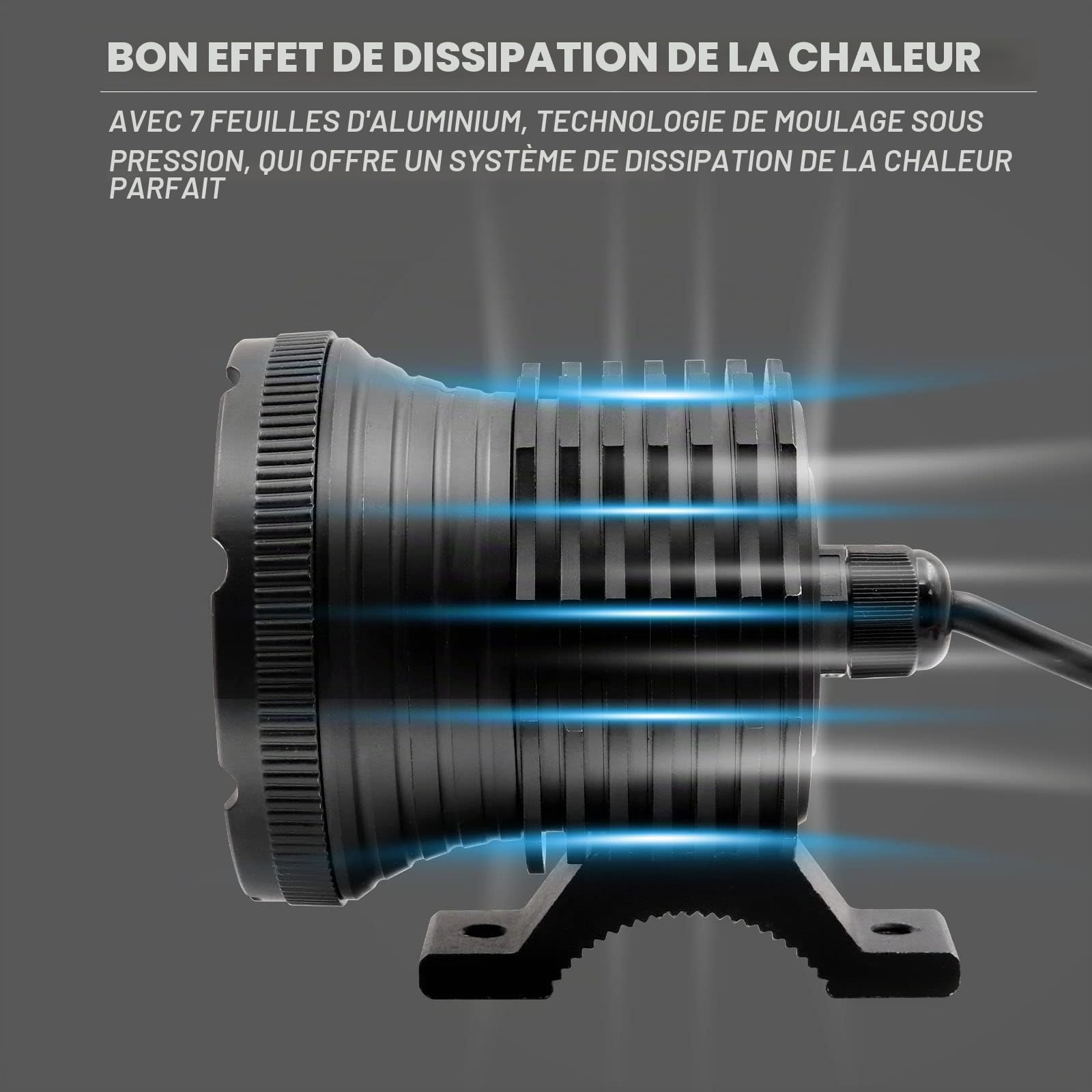 Biqing Feux de conduite de moto de 7,6 cm, super lumineux, 12 LED, feux antibrouillard, 30 W, 2000 lm, lumière auxiliaire 12 V-80 V