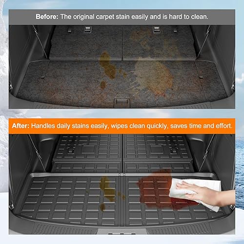 Vista 3 de powoq Tapete de carga compatible con Ford Explorer 2020-2025 de 6 y 7 asientos, tapete de respaldo de TPE para accesorios de Ford Explorer 2020-2022