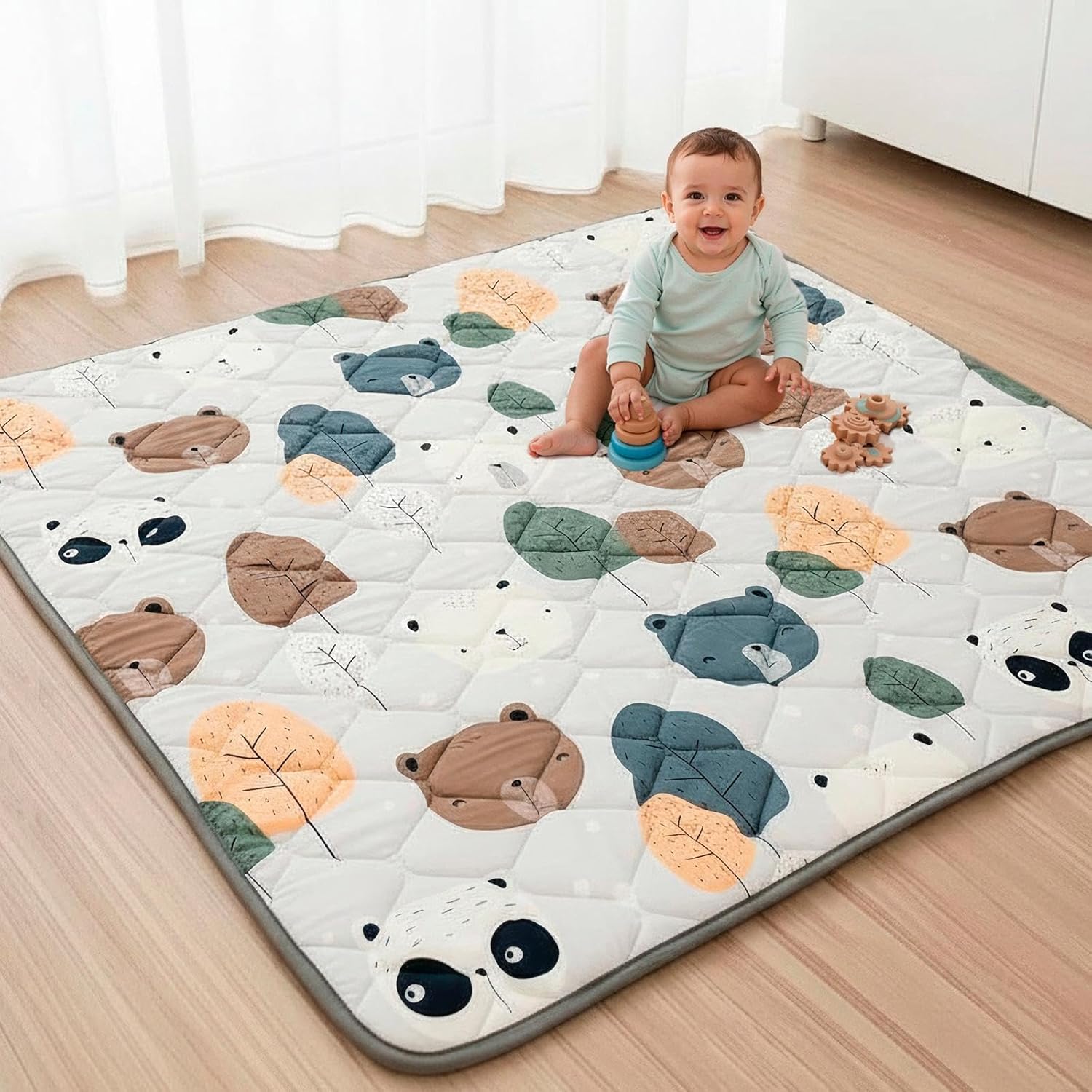Baby Play Mat 50 x 50 Inches for Playpen – Padded Play Mat for Babies, Shock-Absorbing EVA Foam, Non-Slip, Waterproof and Easy to Clean, Ideal for Crawling and Tummy Time