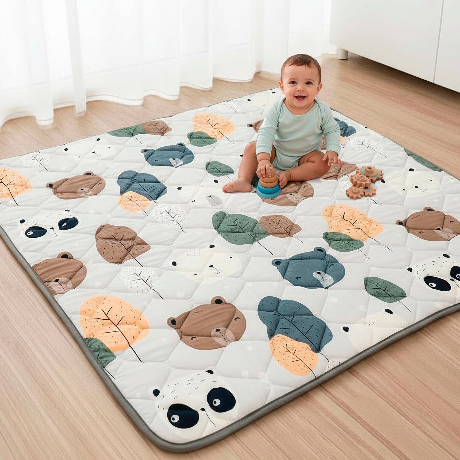 Baby Play Mat 50 x 50 Inches for Playpen – Padded Play Mat for Babies, Shock-Absorbing EVA Foam, Non-Slip, Waterproof and Easy to Clean, Ideal for