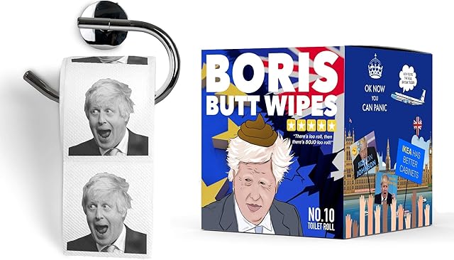 Boris Johnson Toilet Paper - Funny Printed Loo Roll in Novelty Gift Box - Brexit Special Boris Butt Wipes