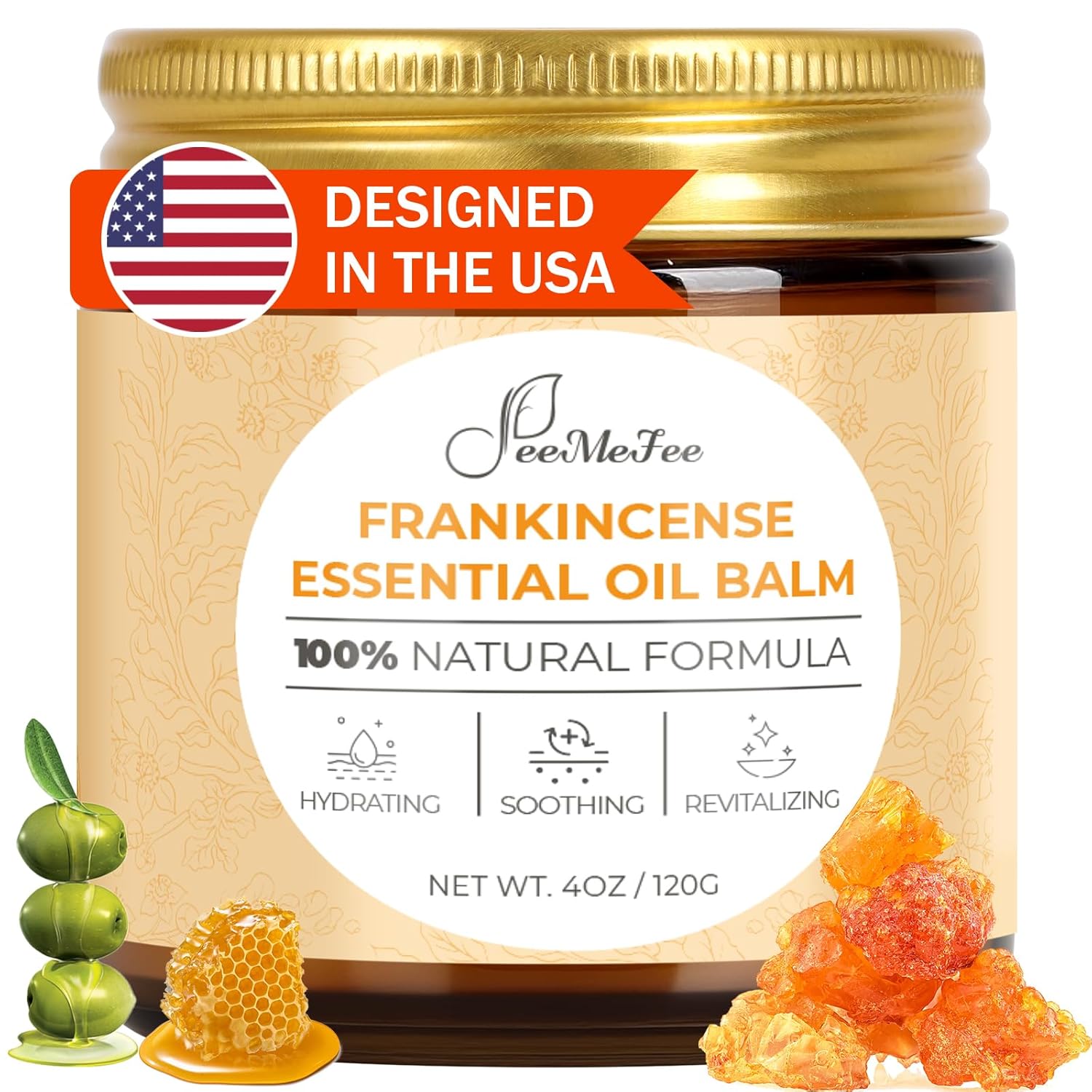 FeeMeFee Frankincense Balm 4oz, Frankincense Essential Oil with Myrrh for Soothing Relief, Muscle Relaxation, Boswellia Serrata, Olive Oil, Vitamin E, Moisturizer for Dry, Cracked Skin