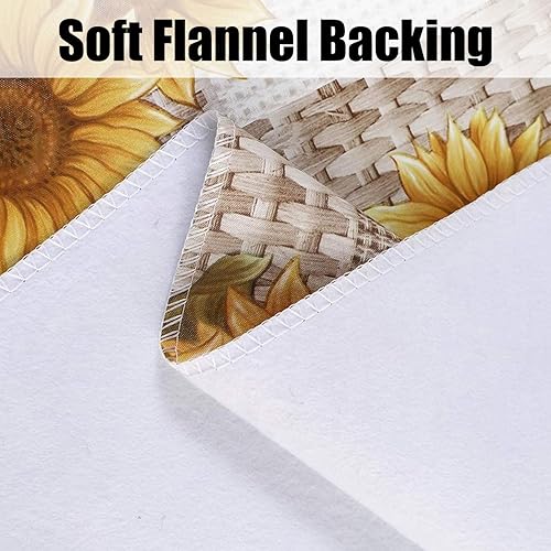Miniatura 3 de LIBERECOO Mantel de vinilo con reverso de franela, 60 x 102 pulgadas, mantel rectangular de girasol, resistente a las manchas, mantel de plástico