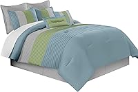 Vista 13 de Chezmoi Collection Loft - Juego de edredón de lujo a rayas de 8 piezas (tamaño matrimonial, negro/gris/blanco)