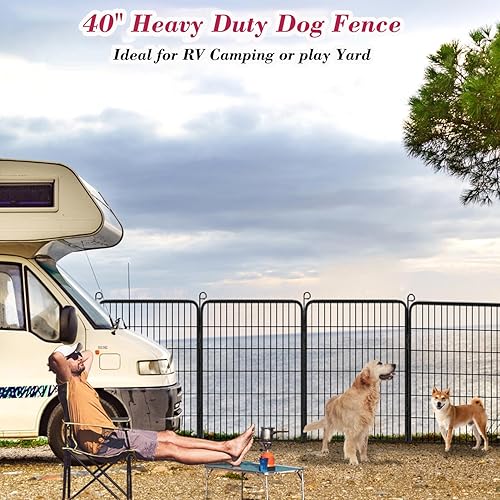 Vista 26 de Corralito para perros, 40 pulgadas de altura, 38 paneles de valla resistente para perros con puerta, corral de ejercicio antioxidante para perros