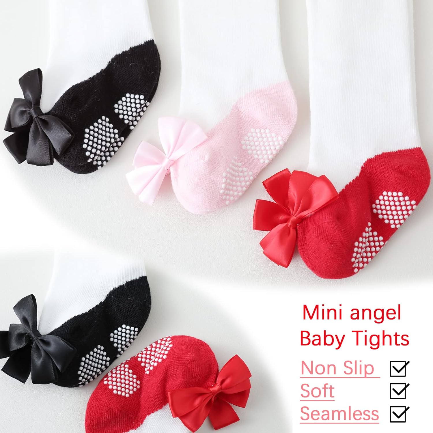 Mini angel Baby Tights Non Slip Baby Girl Tights Plain/Shoe-Look Leggings Seamless Pantyhose Warm Cotton Leggings Non-Skid - Image 7