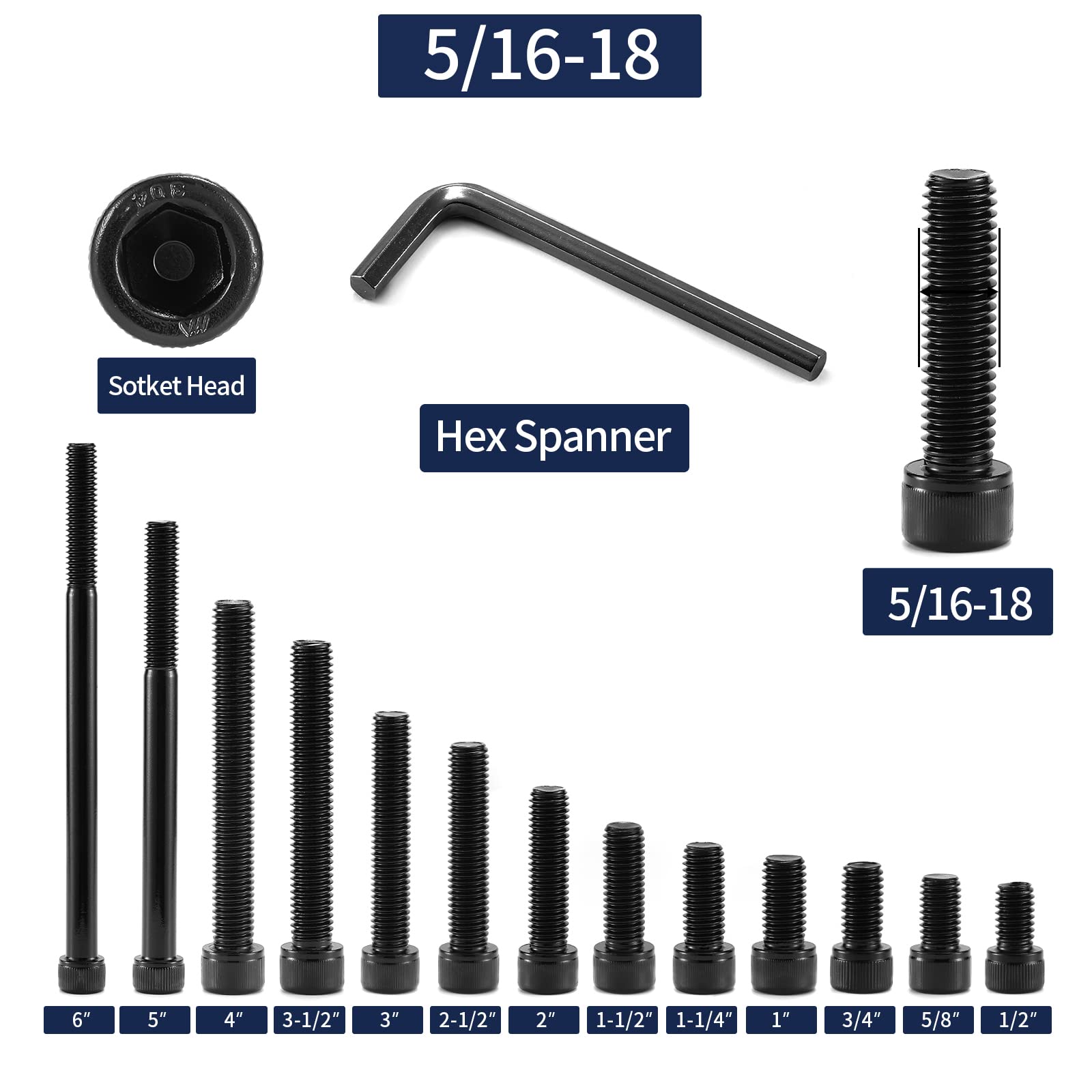 Amazon.co.jp: SG TZH 5/16-18 x 5/8インチ ソケットヘッドキャップ