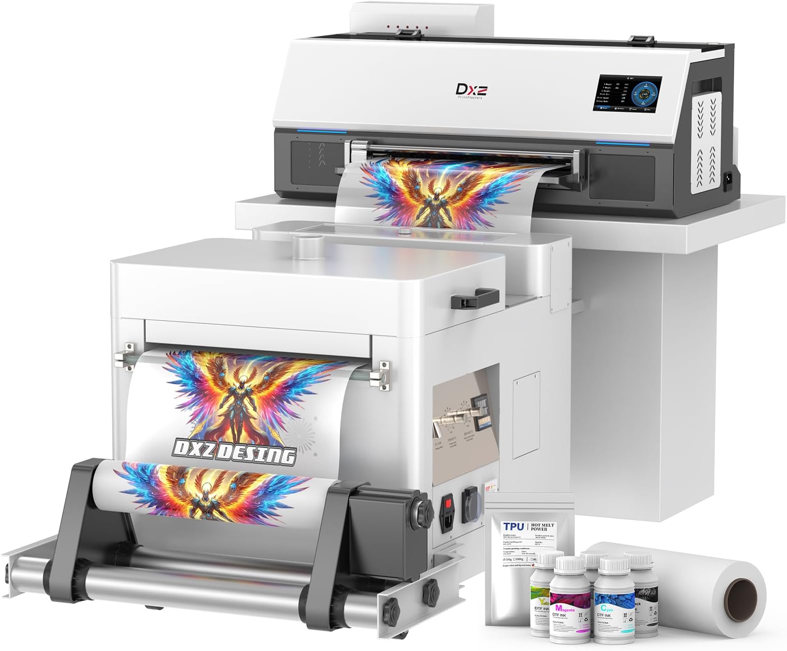 DXZ A3 DTF Printer with Shaker Oven, High-Speed F1080, 4.5” LED Multi-Function Touch Screen, 13'' Apparel Printer, One-Click Print-to-Bake & 24/7 Auto-Maintenance,2-Year Ink Included