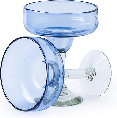 Vista 13 de Juego de 2 vasos de Margarita mexicana soplados a mano de 16 onzas – Puntos de confeti – Vajilla MEXICANA