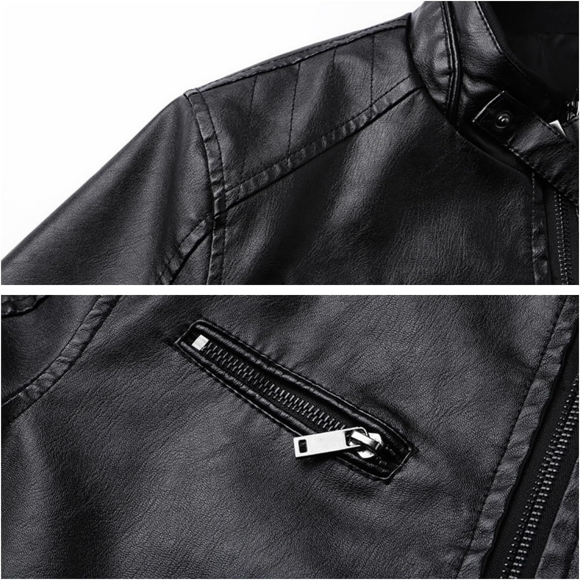 Men's Faux Leather Jacket for Fall/Winter,Men PU Jacket, Outwear coat,Motorcycle jacket - Image 5