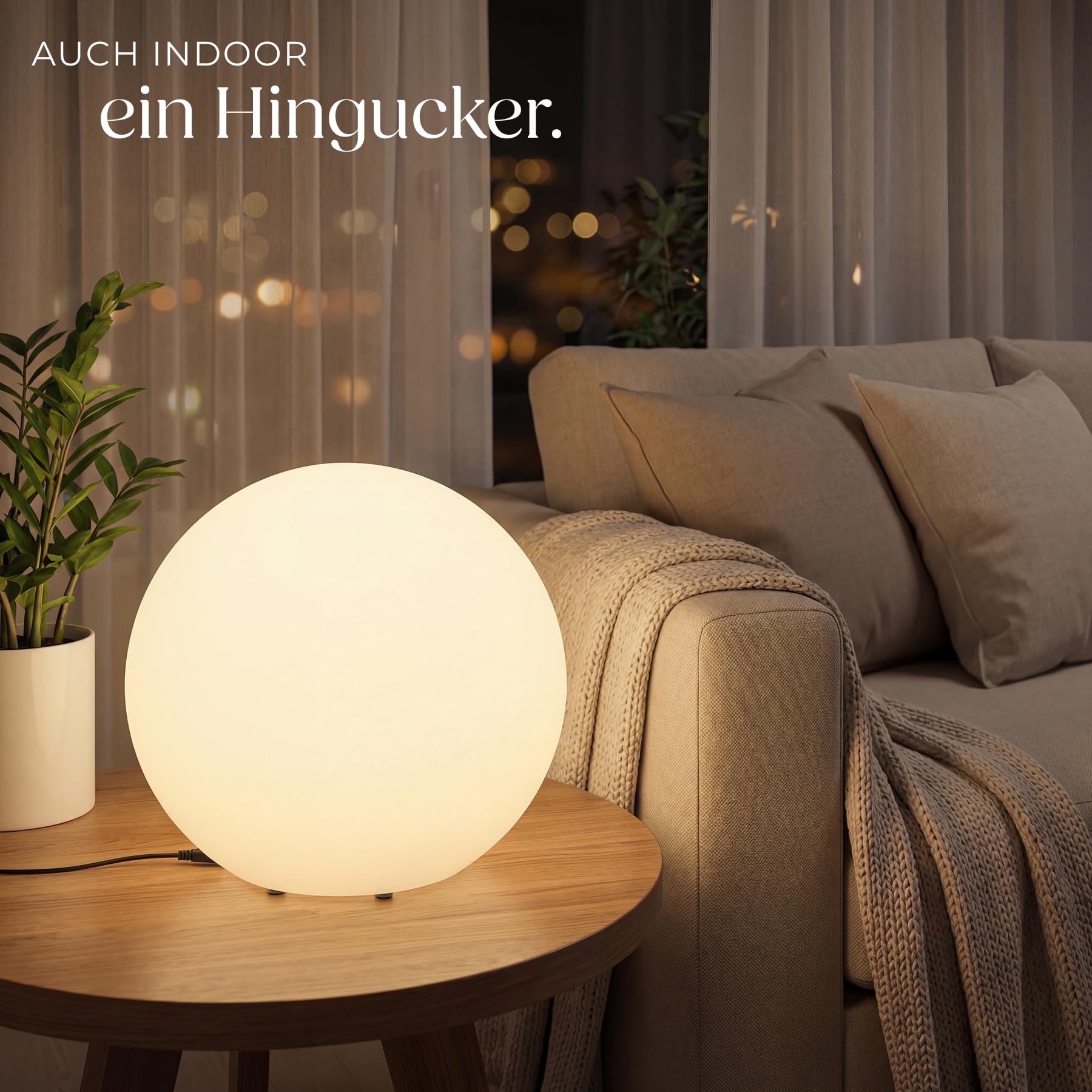 tectake® LED Kugelleuchte, Ø 40 x 40 cm, outdoor Lampe, Deko Garten, Beleuchtung Garten oder Nachttischlampe, LED Tischlampe, Deko Wohnzimmer, Balkon Deko, Wegeleuchten außen, Außenleuchte - Size M