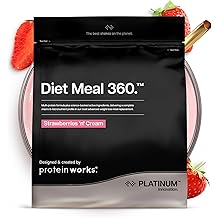 Protein Works | Diet Meal 360 - PLATINUM Innovation, Diet Meal Replacement Shake, Supports Weight Loss, 26 Vitamins & Minerals, Added Flaxseed, Inulin, Omega 3, Strawberries 'n' Cream, 33 Meals, 2kg