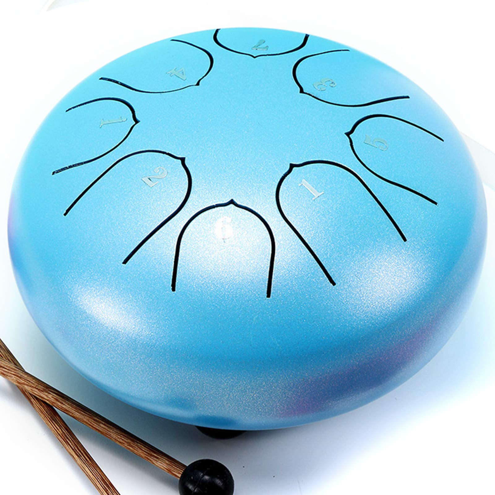 Stalowy bęben dla dzieci Dorośli, 8 notatek 6 cali Handpan Drum Instrument perkusyjny Stalowe bębny językowe, bęben językowy z etui, książka, młotki, niebieski