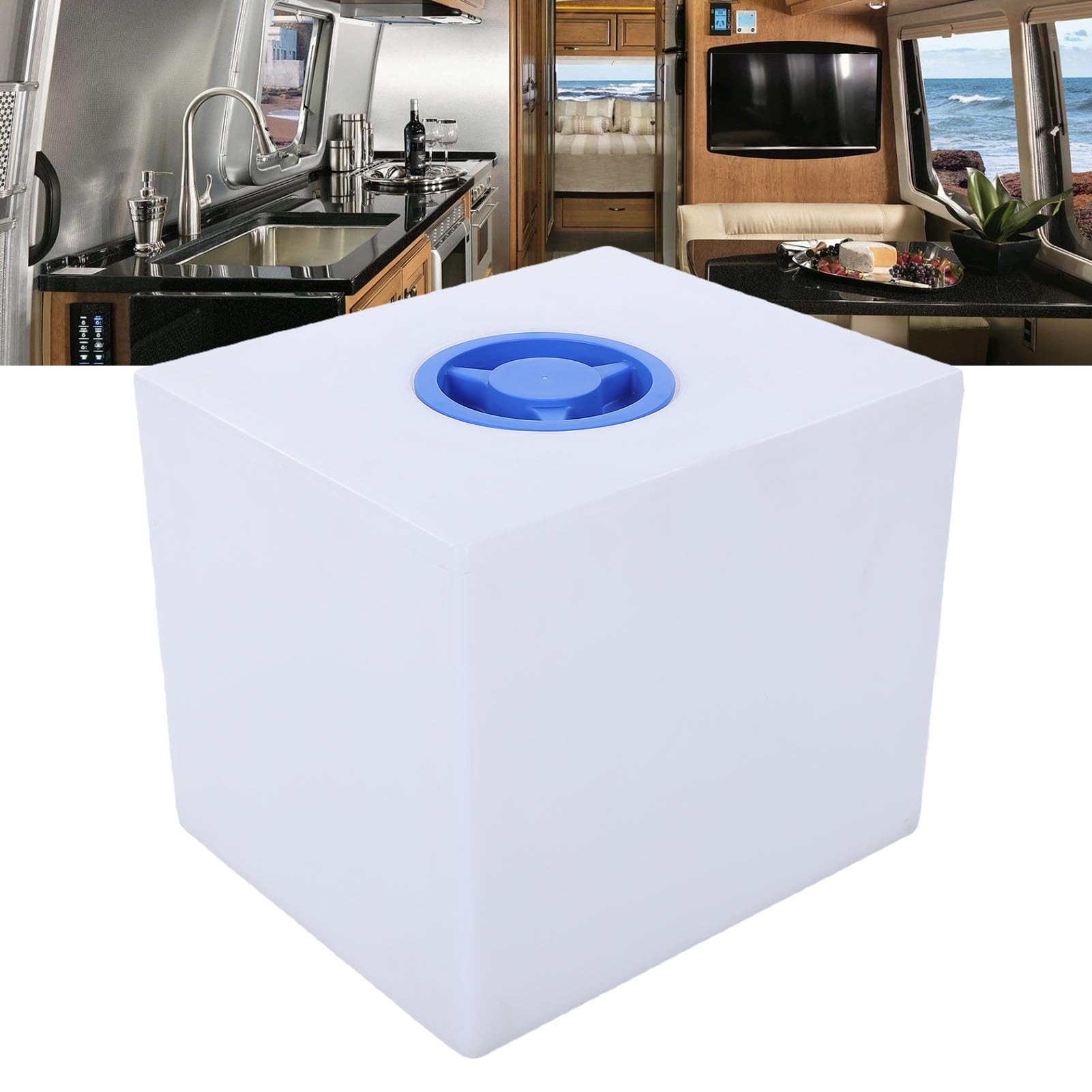 banapoy 12 Gallonen RV-Frischwassertank, LLDPE-Trinkwasserspeicher, Camping-Wasserbehälter, RV-Wasserspeicherbehälter für Anhänger, Boot, Yacht, Wohnmobil, 13,39 X 15,75 X 13,39"