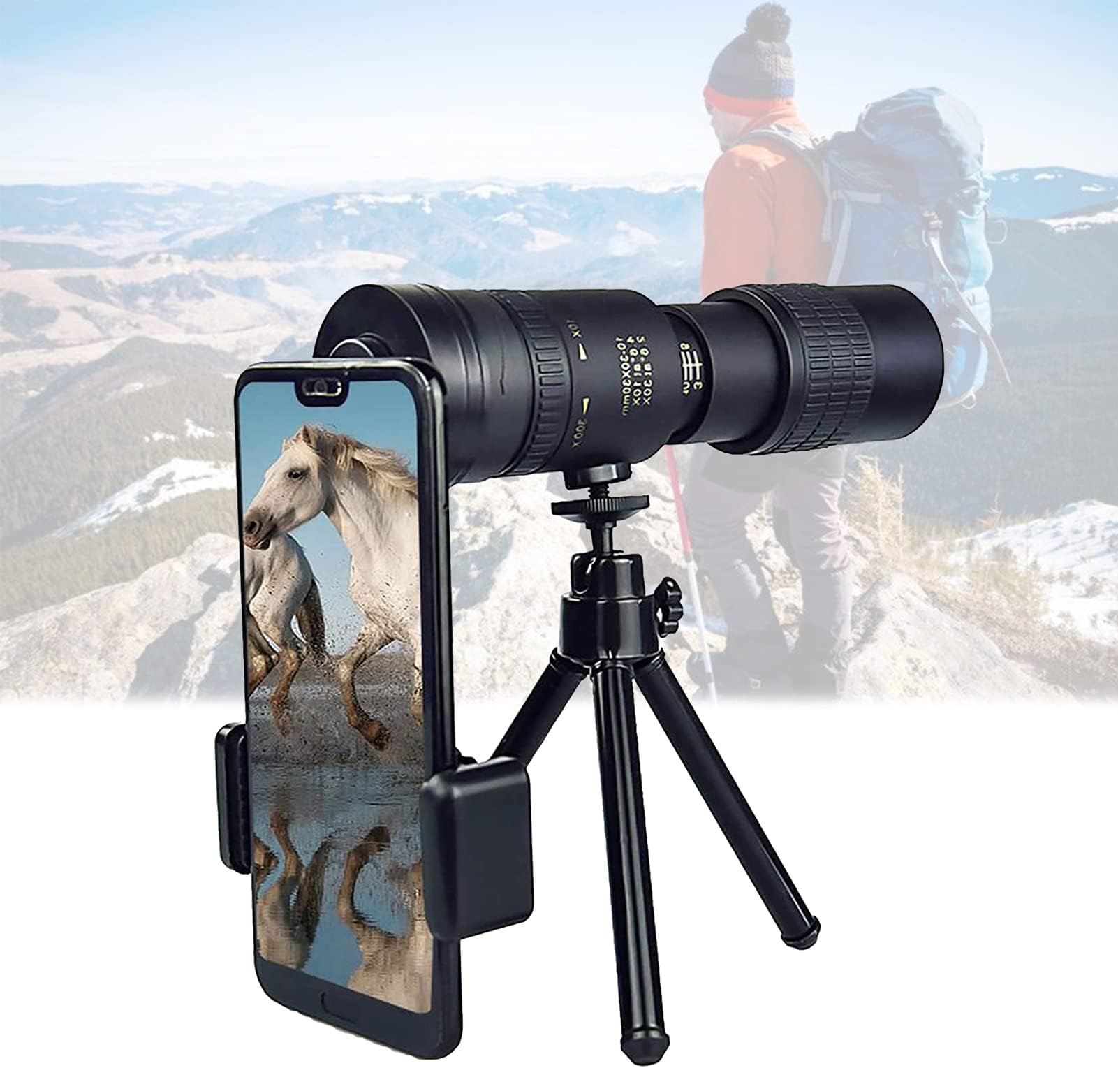 Arctic P9 Military Telescope - 4K 10-300X40mm, Super Telephoto Zoom Monocular Telescope, HD BAK4 Prism Waterproof Phone Telescope with Smartphone Holder&Tripod