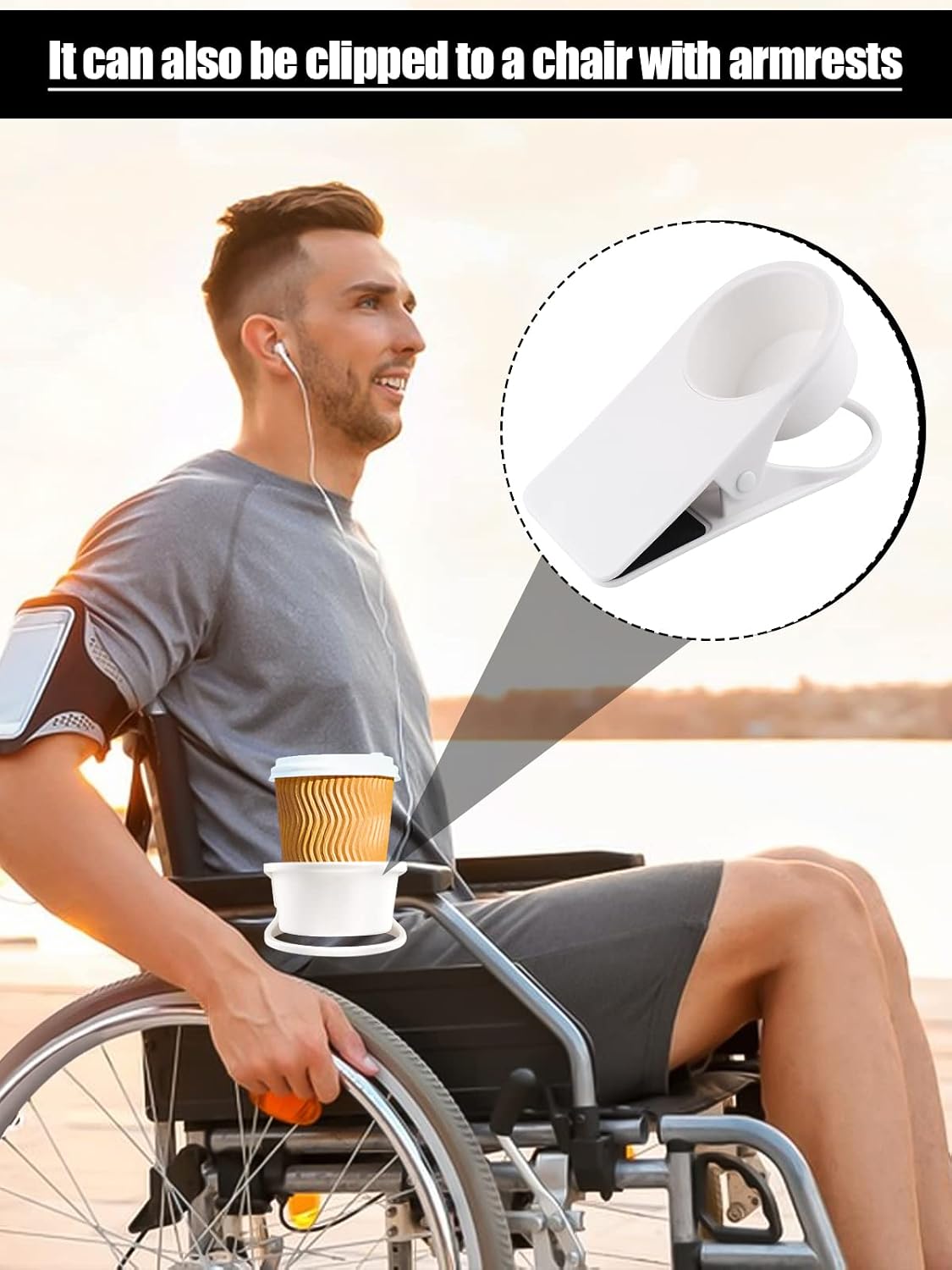 1PCS Clip on Cup Holder for Chair, Kalolary Desk Drink Holder Clamp, White