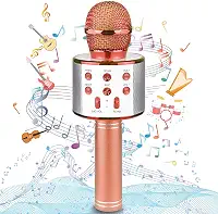 Microfone Infantil Karaoke Sem Fio Recarregável USB para Crianças Menina Menino Festas e Eventos Portátil (ROSA GOLD)