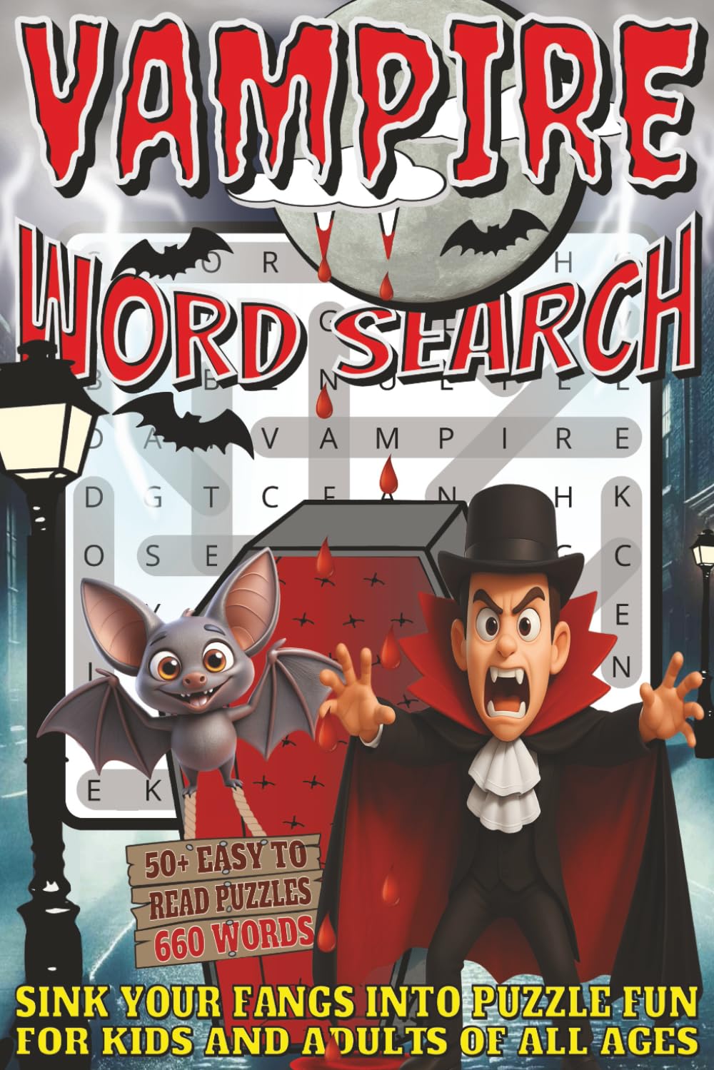 Vampire Word Search: Easy To Read Print With 50+ Puzzles About Vampires, Fantasy, Spooky Creatures, And More | 6x9 inch, 110 pages | Gift For Holidays, Vacations, and Spare Time