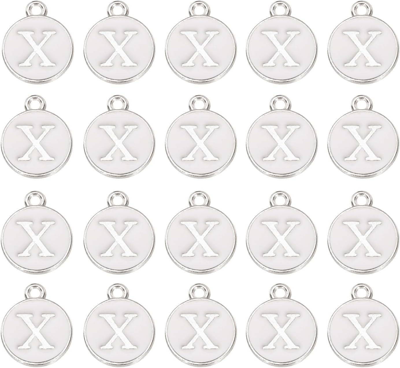 MECCANIXITY Pendants Letter Charm Initial Charm Double Sided Enamel Alphabet for DIY Necklace Earring Jewelry Making