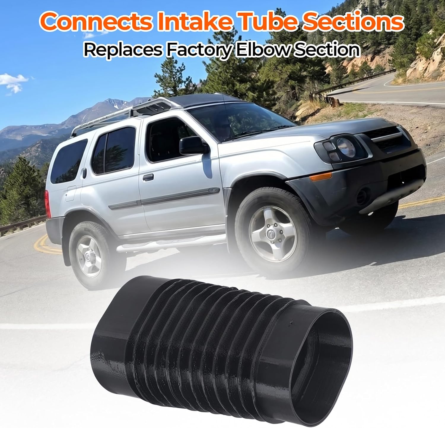for Nissan Intake Flex Tube Elbow – Replacement Air Cleaner Connector for KA24E KA24DE 4Cyl, Friction-Fit Design, Fits for Frontier Xterra Hardbody (1990-2004) - 3D Printed TPU 95A